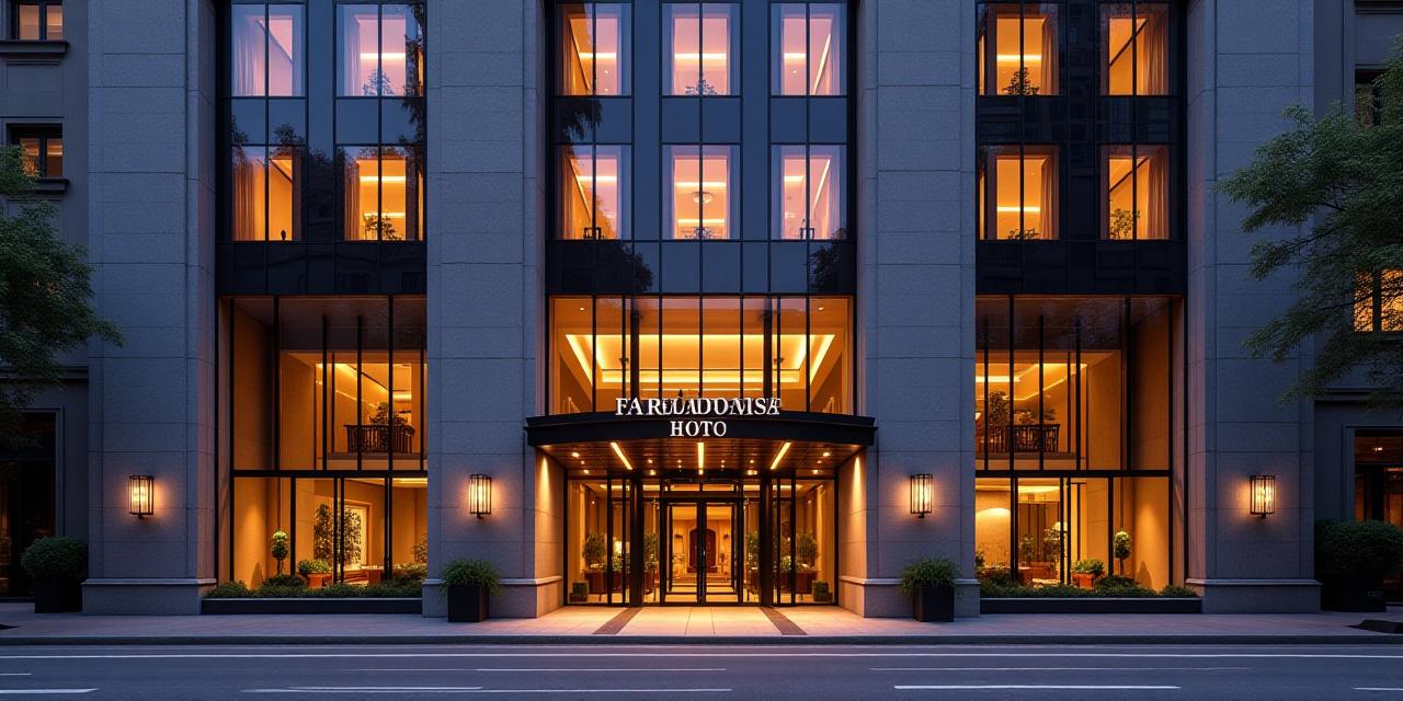 Luxury exterior of Auroriel Hotel at sunset